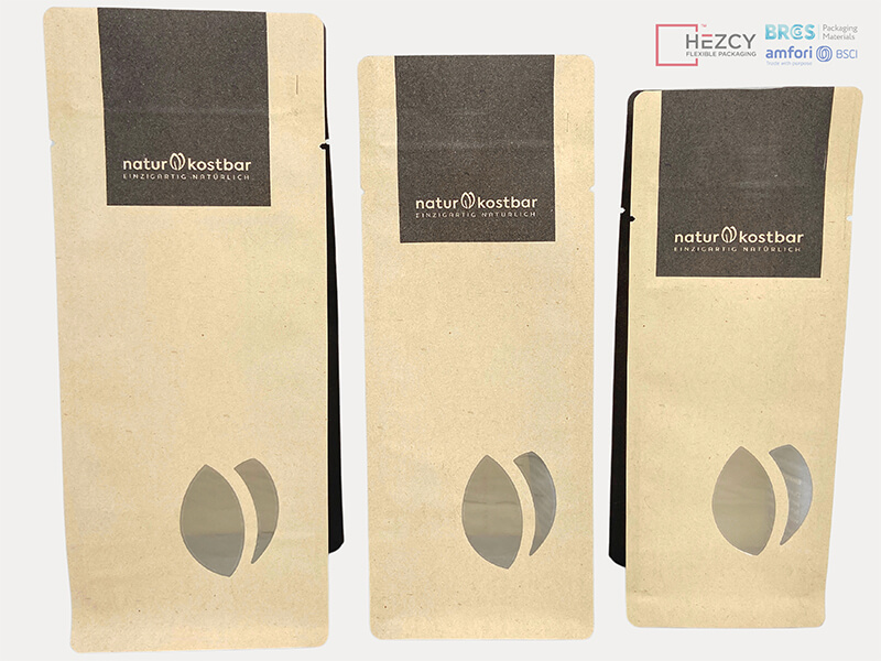 Recyclable and Compostable Brown Block Bottom Paper Bags for Flour